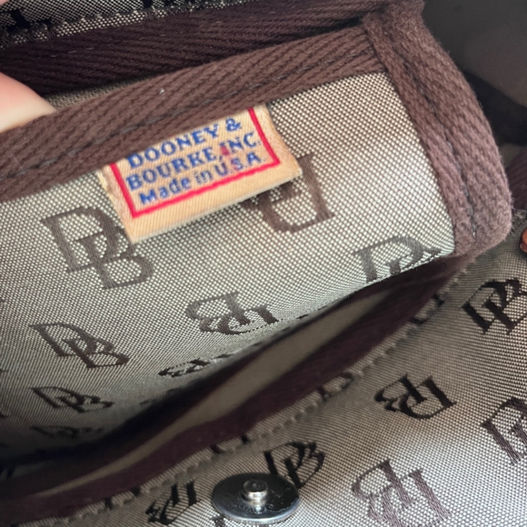 Dooney & Bourke Taupe Brown Canvas Tote Bag Leather Handles